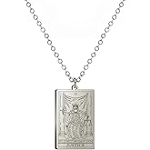 TEAMER Stainless Steel Tarot Cards Necklace Vintage Tarot Jewelry Good Luck Amulet Pendants for Women
