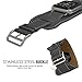 MoKo Compatible Band Replacement for Apple Watch 42mm 44mm Series 4/3/2/1, Genuine Leather Smart Watch Band Cuff Replacement Strap - Quartz Gray (Not Fit 38mm 40mm Versions)