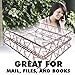 JANNIRESS Coastal Colors Rose Gold 2-Tier Stackable Desk Organizer Double Metal Wire Basket Letter Tray Cute Office Cubicle Decor