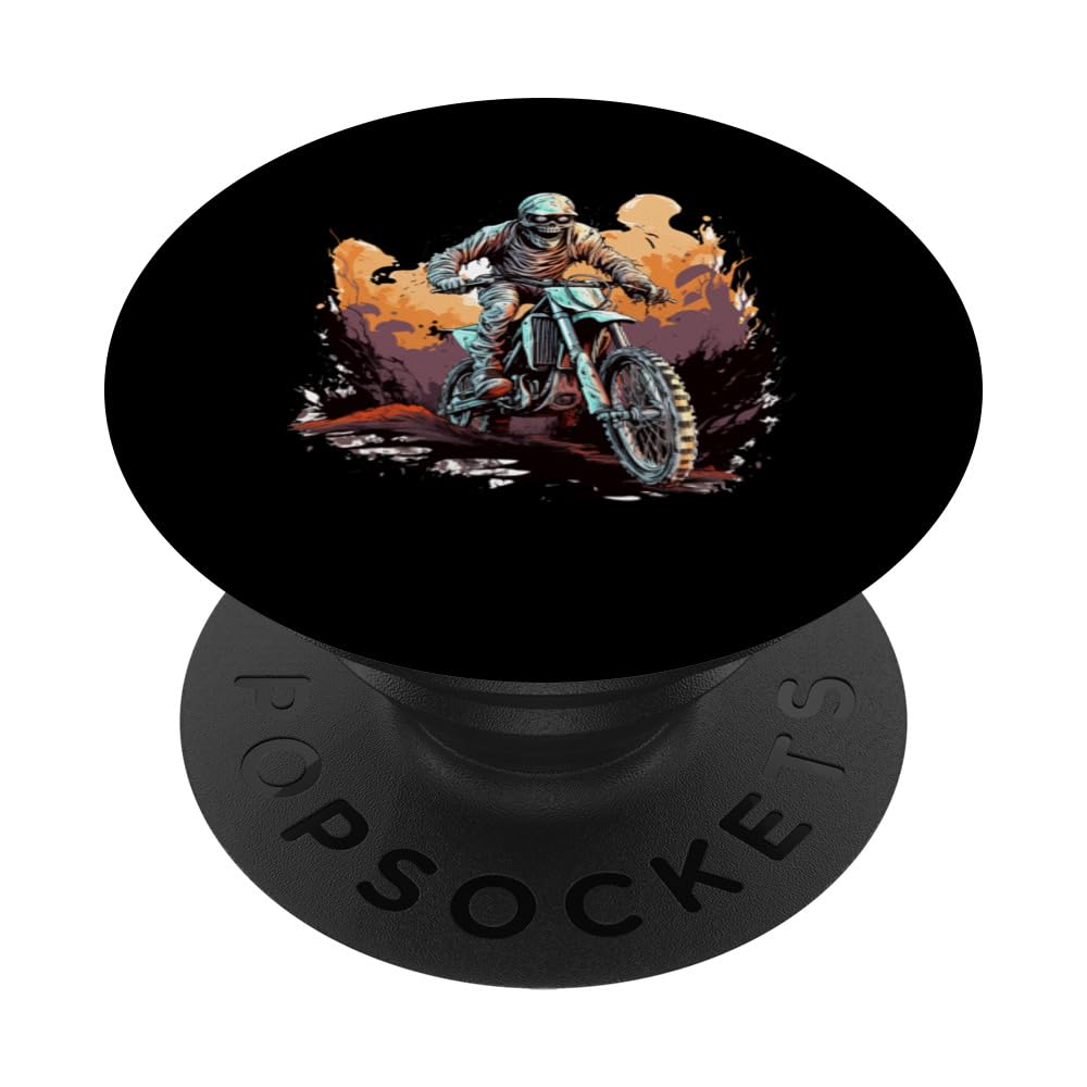 Halloween Mummy Reaper on a Dirtbike Motocross MX PopSockets Swappable PopGrip