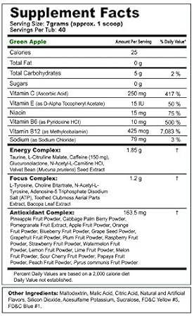 Buy Gamma Labs G Fuel Green Apple Stick Pack Box 20 Servings