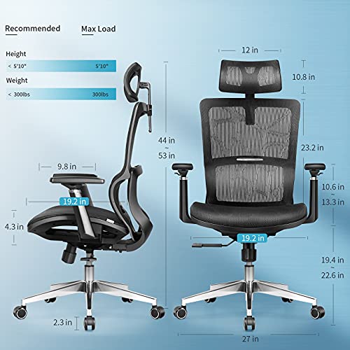 Ergonomic Office Chair, mfavour Office Chair Mesh, with 3D Armrest