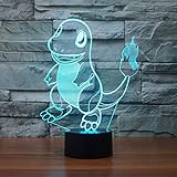 3D Illusion LED Night Light,7 Colors Gradual Changing Touch Switch USB Table Lamp for Holiday Gifts or Home Decorations (Fire Dragon)