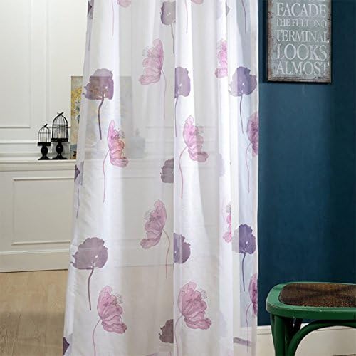 Purple/Pink Leaf Sheer Curtains Voile - Anady Top 2 Panel White Sheer Curtains Leaf Decro Drapes Grommet 100 inch Lenght 2017 New