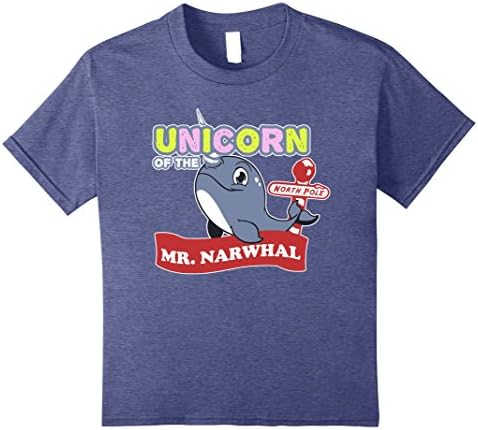 Kids Narwhal Unicorn of the North Pole T-Shirt 8 Heather Blue