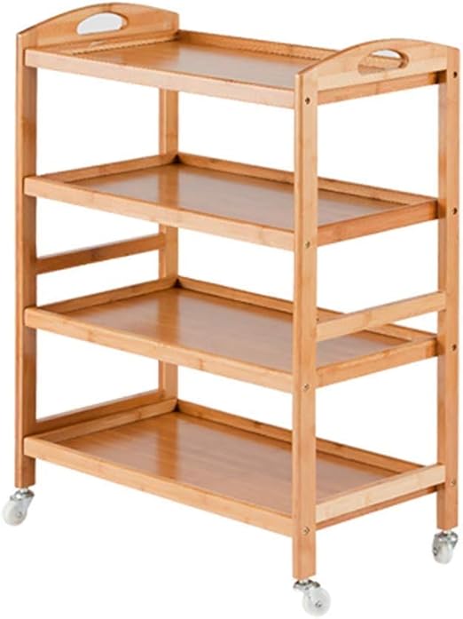 Bhdyhm 4 Shelf Kitchen Storage Cart Rack Wood Dining Cart Drawers