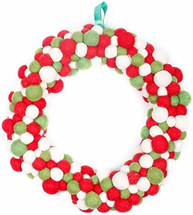Felt Wreath - Eco Friendly Colorful Handmade, Beautiful Wool Christmas Decor - Perfect Gift