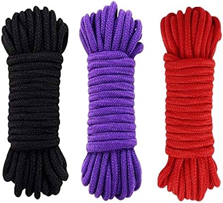 WYSUMMER Black Soft Rope Cord, 2Pcs 10 M/33 Feet 8 MM All Purpose Cotton Rope Craft Rope Thick Cotton Twisted Cord (Black+Red+Purple)