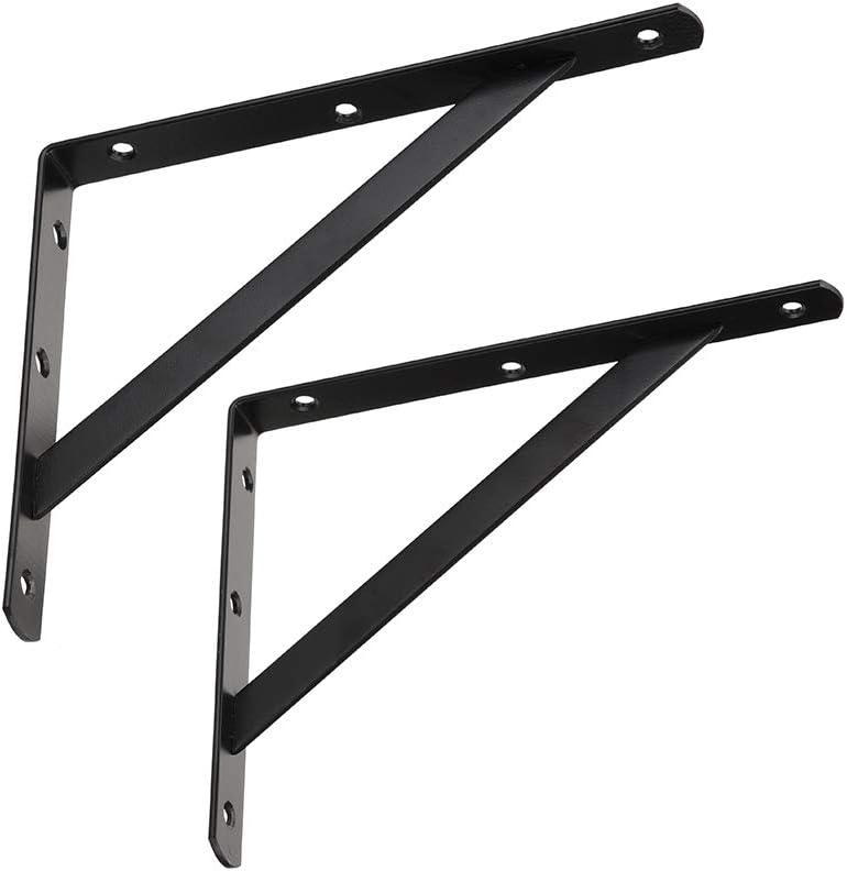 Dewell 2 Pcs 10inch Tripod Triangle Shelf Brackets, Wall Mounted Shelf Supports Black,BT250: Home Improvement