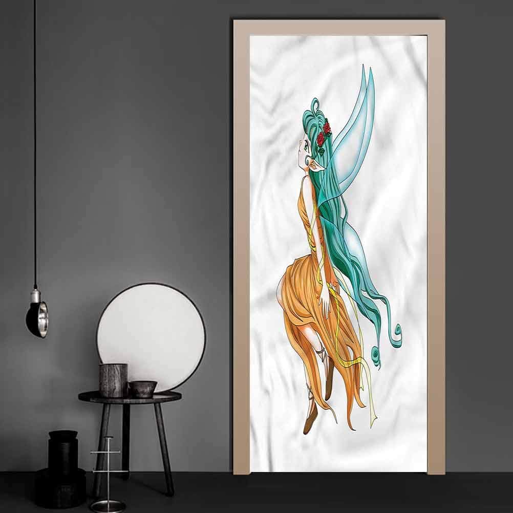 Wall Decals Anime Pixie Girl Elf Green Hair 3d Door Mural Art Sticker Easy To Stick And Remove 30 3 X 78 7 Inch Amazon Ca Home Kitchen