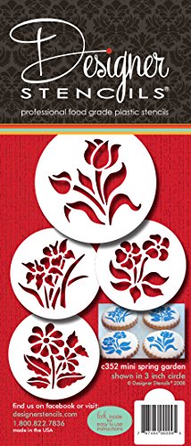 Designer Stencils C352 Botanical Flowers Cookie Stencils, Small, Beige/Semi-Transparent