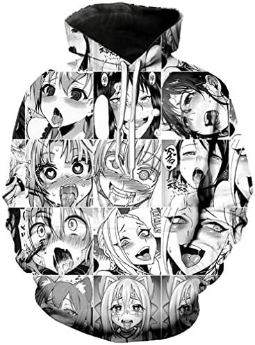 Cowesoo 3D Print Funny Sweatshirt Men/Women Anime Ahegao Hoodie Unisex Hoodies