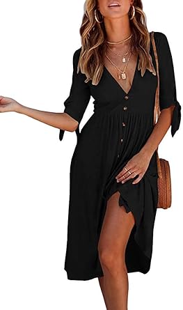 deep v midi dress