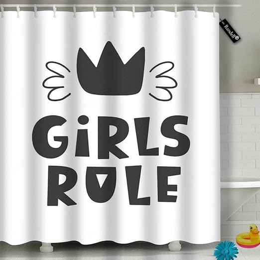 Amazon Com Randell Decor Shower Curtain Set Girls Rule