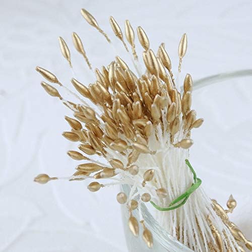 Pearl Effect Double Pointed Heads Flower Stamen - FsPrlPt 08 Metallic Gold