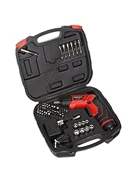 Stalwart 75-PT1000 Stalwart Juego de 45 piezas de desarmador con LED, recargable, inalámbrico, giratorio, de 3.6 voltios.