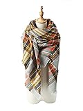 Spring fever Women's Oversized Stylish Blanket Scarves Wrap Shawl Warm Plaid B Beige