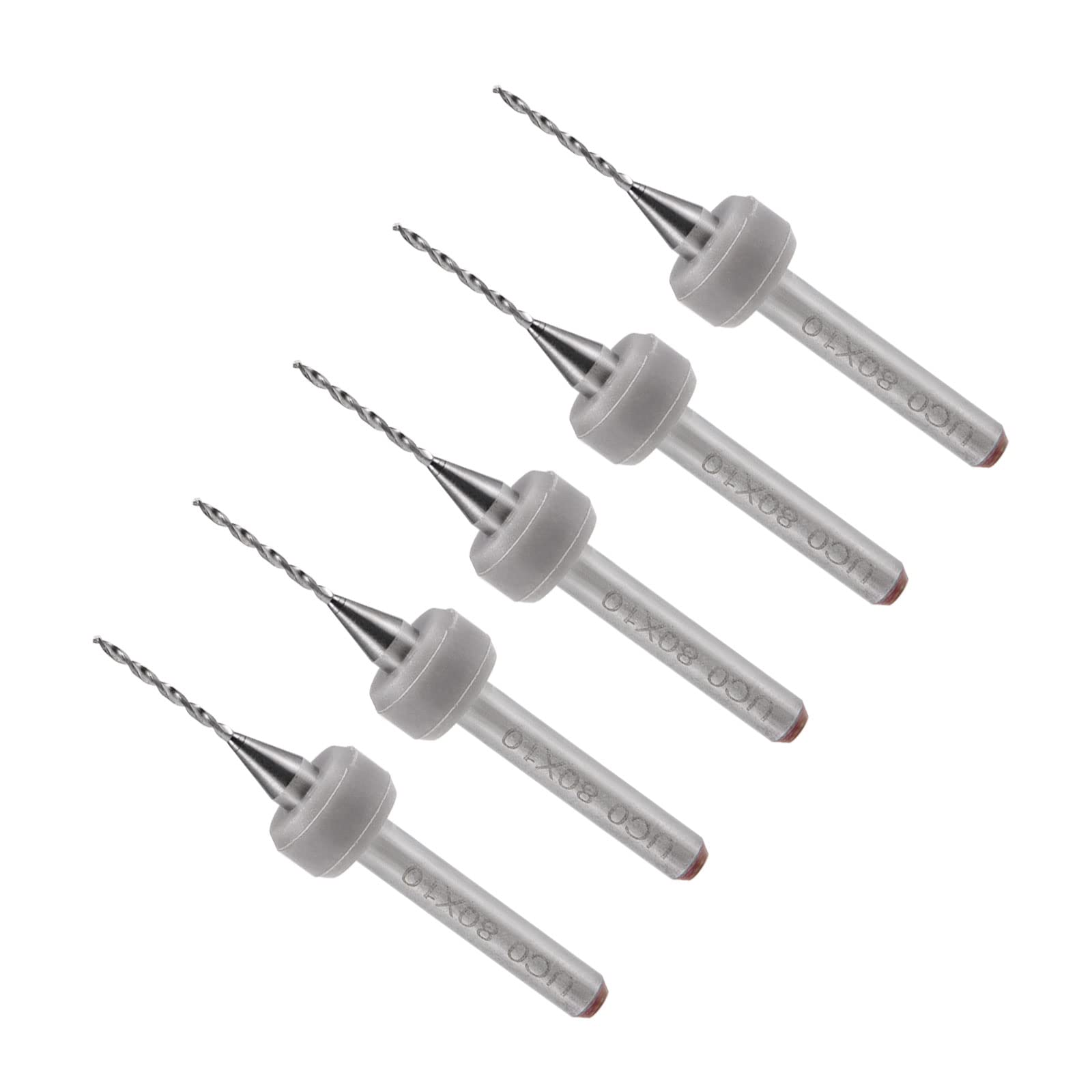 CoCud Micro PCB Drill Bits, 1/8" Shank 0.8mm Cutting Edge, Tungsten Carbide Print Circuit Board Drill Bit - (Applications: for CNC Drilling Engraving Machine), 5-Pieces