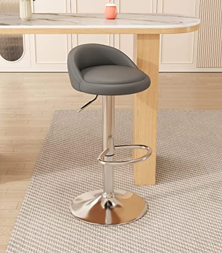 EKE Bancos Giratorios Set 2 Pzas Respaldo Cocina Modernos Barra Desayunador Comodos Acolchados (Gris)