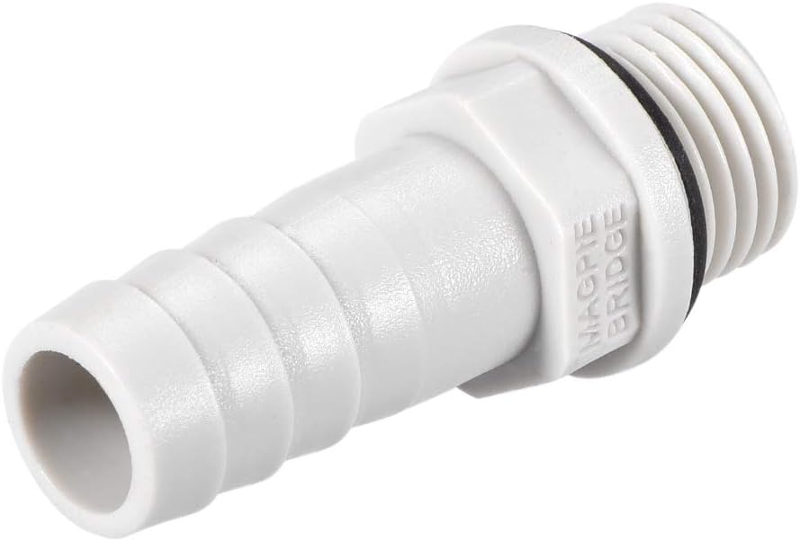 sourcing map PVC Barb Hose Fitting Connector Adapter 10mm or 25/64" Barbed x 1/4" G Male Pipe 20pcs, White, (1/4"G x 10mm)-20pcs - Image 5