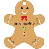 50 Pack Christmas Paper Gift Present Tags - Gingerbread Man Hanging Tags for DIY Xmas Holiday Decor