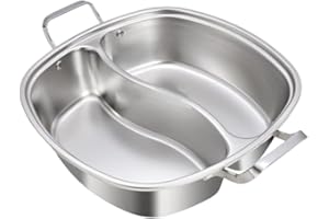 LeeQinersw Chinese Hot Pot Stainless Steel Shabu Shabu Pot Soup Pot Kitchen Cooker Double Flavor Hotpot Divided Hot Pot Pan f