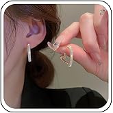 Sttiafay Crystal Heart Hoop Earrings Gold Rhinestone Heart Earrings Hollow Heart Dangle Earrings Open Love Heart Stud Earrings Minimalist Heart Earrings Jewelry for Women