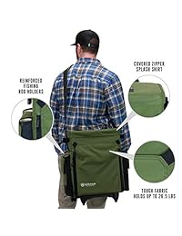 Elkton al aire última intervensión Rolling caja de aparejos verde L 15,7 x W, 9.6 x H 18.5 inches 11 pounds impermeable 5 retráctil compartimentos 4 soportes de varilla Rolling rodillo de aparejos de pesca bolsa caja de aparejos