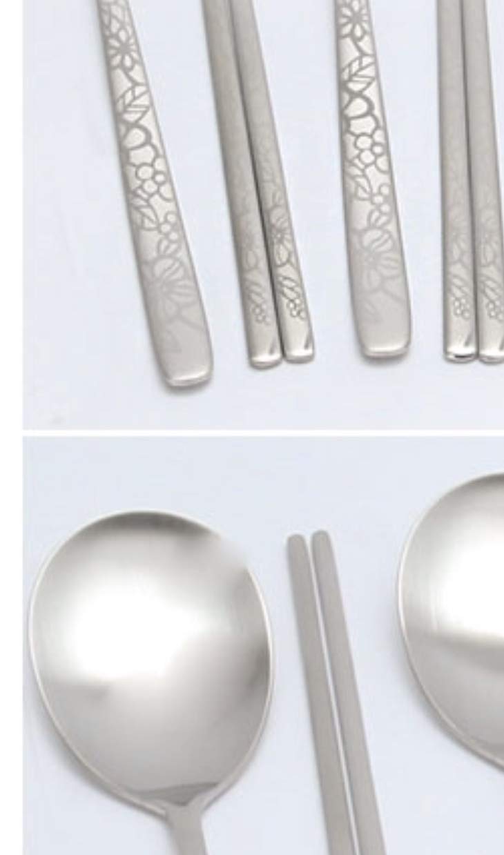 Stainless Steel 5 Sets Korean Style Metal Chopsticks Spoon Set, Hera