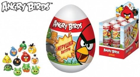 3 psc egg Angry Birds Toy + candy Birthday Party Favor (3.5 inches) Table Supplies Cake Topper toys in Shells Capsule sweets bag easter surprise