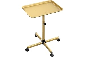 JOSTZHXIN Salon Tray Cart, Salon Rolling Tray Adjustable Height, Tattoo Tray, SPA Rolling Trolley Tray for Beauty Hairstylist Dental Clinic,Champagne Gold