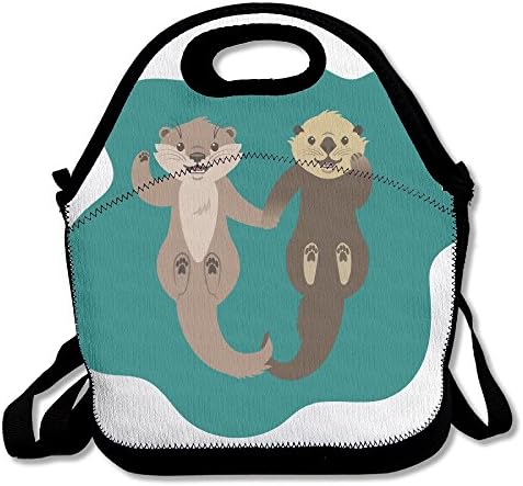 Cartoon Cute Otter Borther Lunch Tote Bag Bags Awesome Lunch Handbag Lunchbox Box For School Work Outdoor