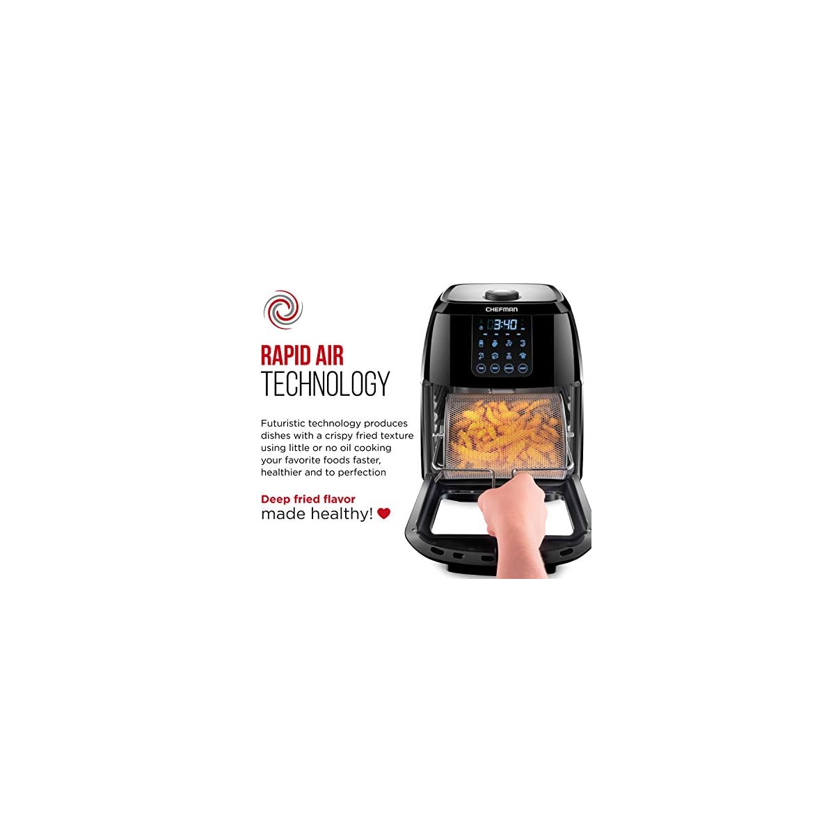 Chefman 6.3 Quart Digital Air Fryer+ Rotisserie, Dehydrator, Convection