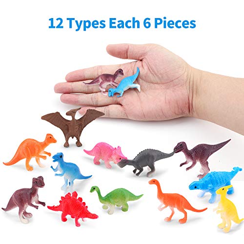 Amy & Benton Dinosaur Cupcake Toppers Party Favors Mini Dinosaurs Figure Toy 72PCS for Kids Birthday Pinata Fillers 2-3 Inches