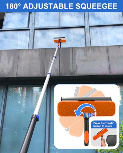 SKGPOLE 26 Foot High Reach Duster Kit with 5-19 ft Telescoping Extension Pole, High Ceiling Duster, Cobweb Duster, Window Squeegee, Feather Duster, Outdoor & Indoor Extendable Duster Cleaning Kit