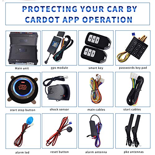 KUNFINE GPS Smart Security Car Alarm Passive Keyless Entry Auto Central Lock Push Button Remote Car Engine Start Stop iOS Android for 688BT