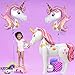Cute Unicon Balloons Set - 1 Xtra Large Unicorn Balloon 46 Inch | 2 Unicorn Ballon 42 Inch | Pastel Rainbow Unicorn Party Supplies | Baby Shower Party Decoration | Mylar Unicorn Birthday Balloons