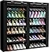 PENGKE 7 Tiers Shoe Rack Storage Organizer With Dustproof Cover Closet Shoe Cabinet Tower,Black Pack of 1