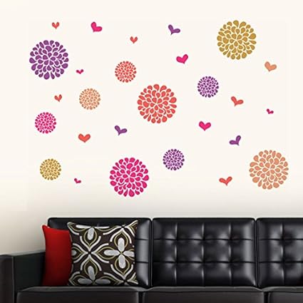 Decals Design Flower Pattern Motifs Wall Sticker (PVC Vinyl, 60 cm x 90 cm, Multicolour)