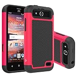 LK [Shock-Absorption] Hybrid Dual Layer Armor Defender Protective Case Cover for ZTE Maven / ZTE Overture 2 / ZTE Fanfare / ZTE Speed (Hot Pink)