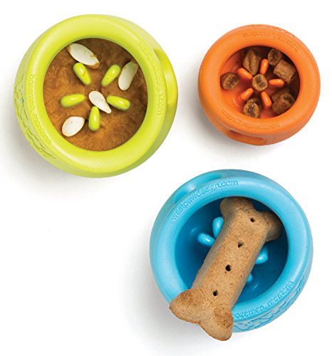 West Paw Zogoflex Toppl Interactive Treat Dispensing Dog Puzzle Play Toy, 100% Guaranteed Tough, It Floats!, Made in USA, Small, Tangerine