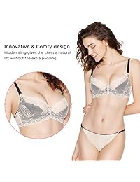 Tentación de Eve Bella sin forro Floral Sujetador de encaje transparente Demi Sujetador sin relleno Comfort Balconette Malla con aros para dama