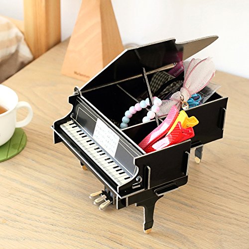 GMissT Cartoon DIY Wooden Office Desk Stationery Organizer Jewelry Box Makeup Storage PIANO Pattern