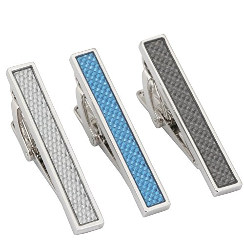 3 Pc Mens Tie Bar Clip Set Trendy Skinny 1.5 Inch, Gift Box