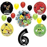 Angry Birds 6th Birthday Party Supplies and Group See-Thru Balloon Decorations