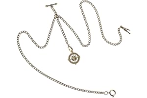 ManChDa Pocket Watch Chain Double Albert Chain T-Bar Watch Chain