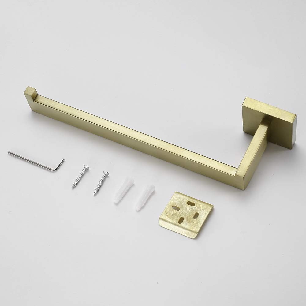 VELIMAX Premium Stainless Steel Hand Towel Holder Wall Mounted Towel Ring Modern Hand Towel Holder for Bathroom Kitchen, Left-Opening, Brushed Gold Finish: Home & Kitchen