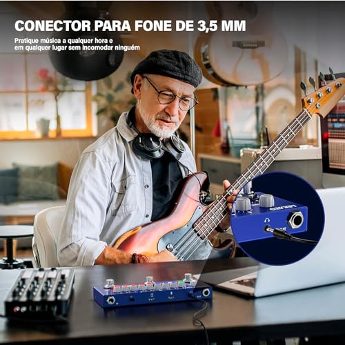 Cuvave cube baby Baixo/bass pedaleira, 26 portas, 7 sintonizadores modulares ajuste de excitação/equalização/efeito de compressão/efeito periférico/efeito espacial/IR/TUNER, Gravável e recarregável