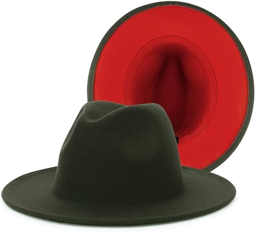 red wide brim felt hat