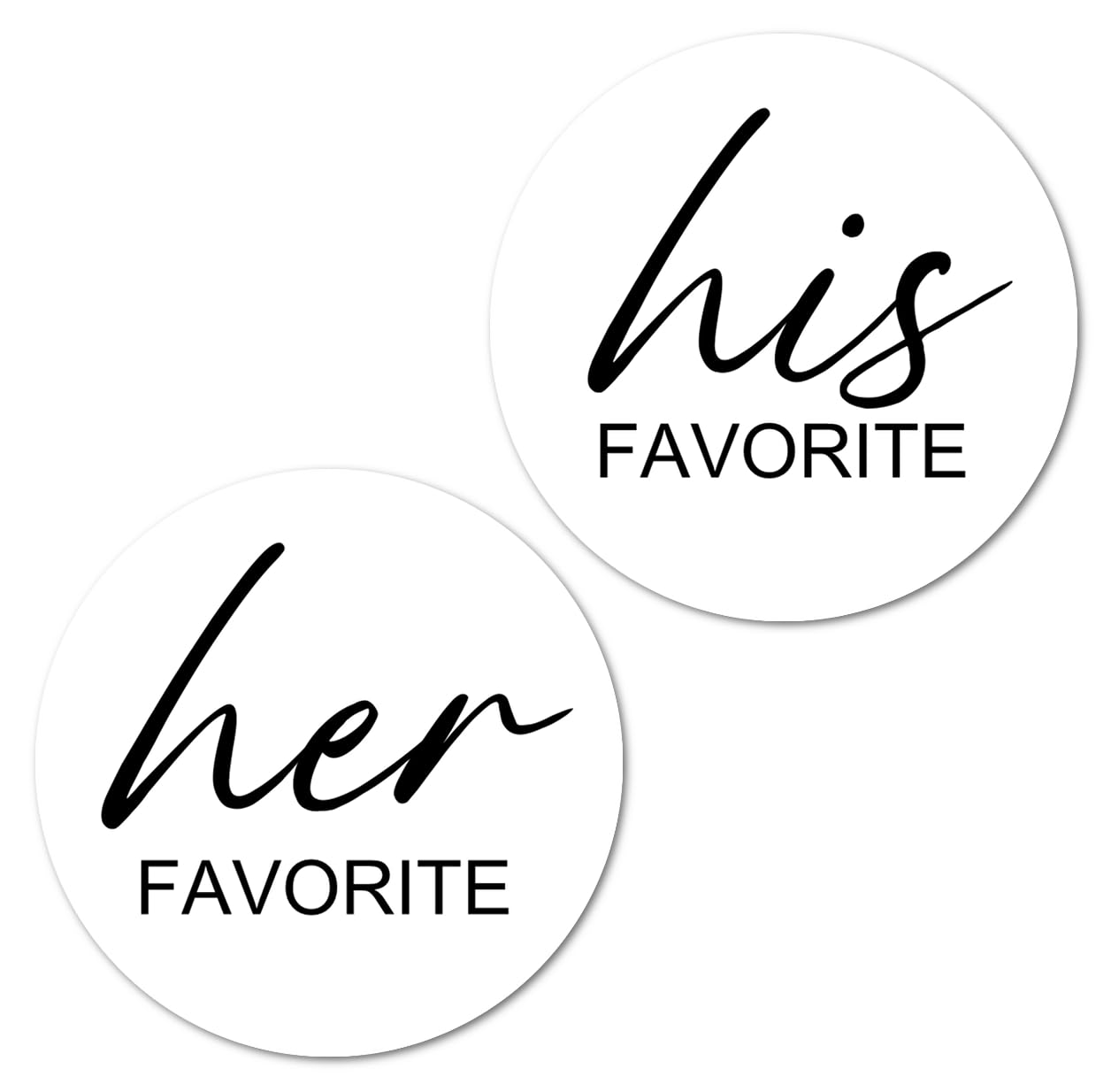 Photo 1 of 124 His Her Favorite Stickers (62+62), 1 Inch Big Round Glossy Labels, Wedding, Bridal Shower Favor Labels, Great for Gift Bags, Envelope Seal, Boxes, Tags, Bride and Groom Supplies. Made in USA